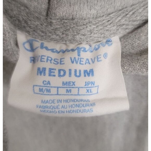 Vintage Heavy Champion Reverse Weave Gray Hoodie With Logo On Sleeve & Chest - Picture 10 of 10
